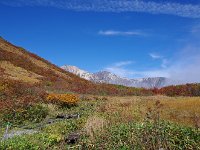 草紅葉と三山